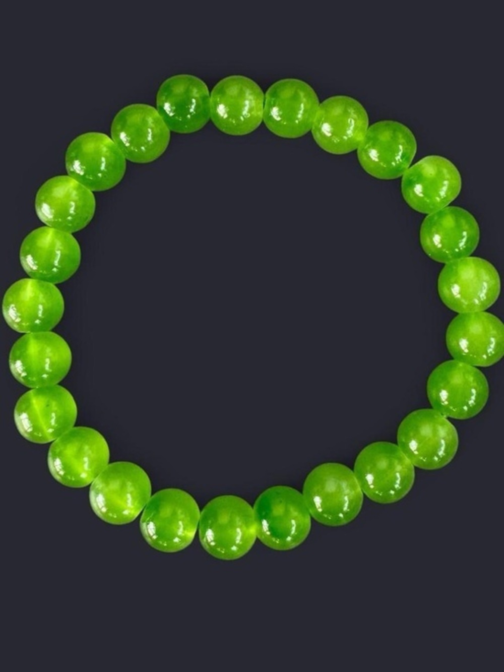 Green Goblin Glass Bead Bracelet 8mm